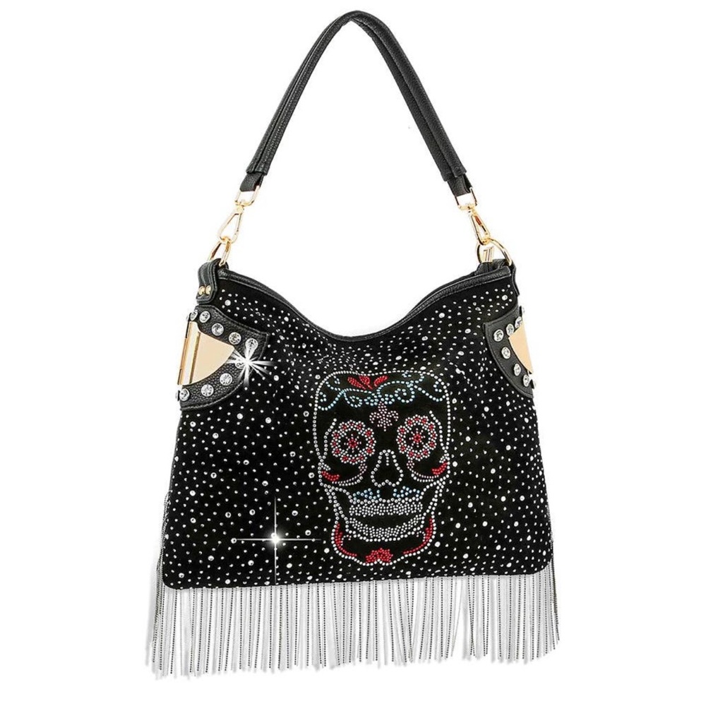 Sugar skull purse with long strap And matching wallet